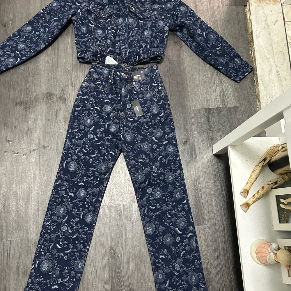 Express Blue Patterned Jean Jacket